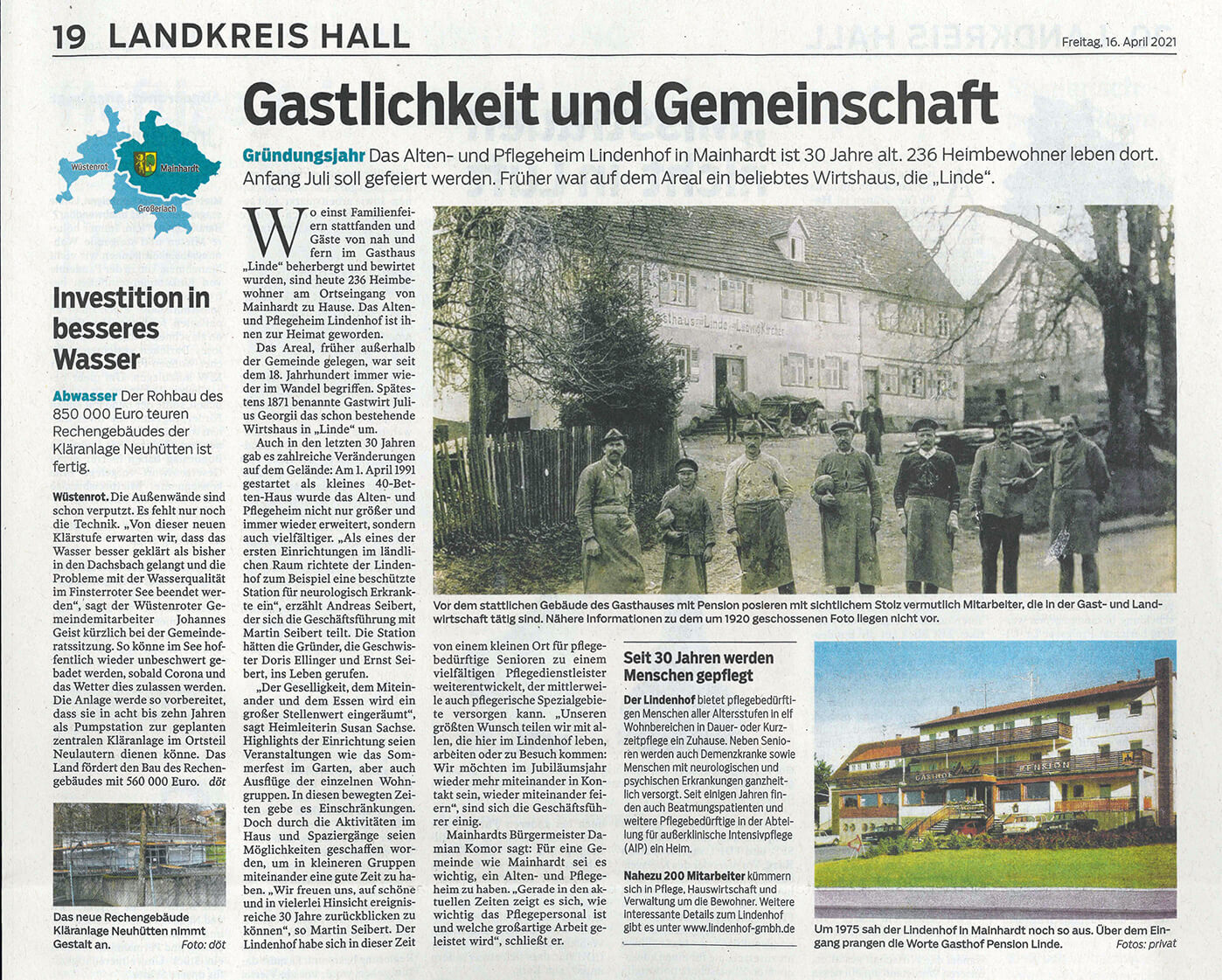 Artikel im Haller Tagblatt zum Firmenjubiläum